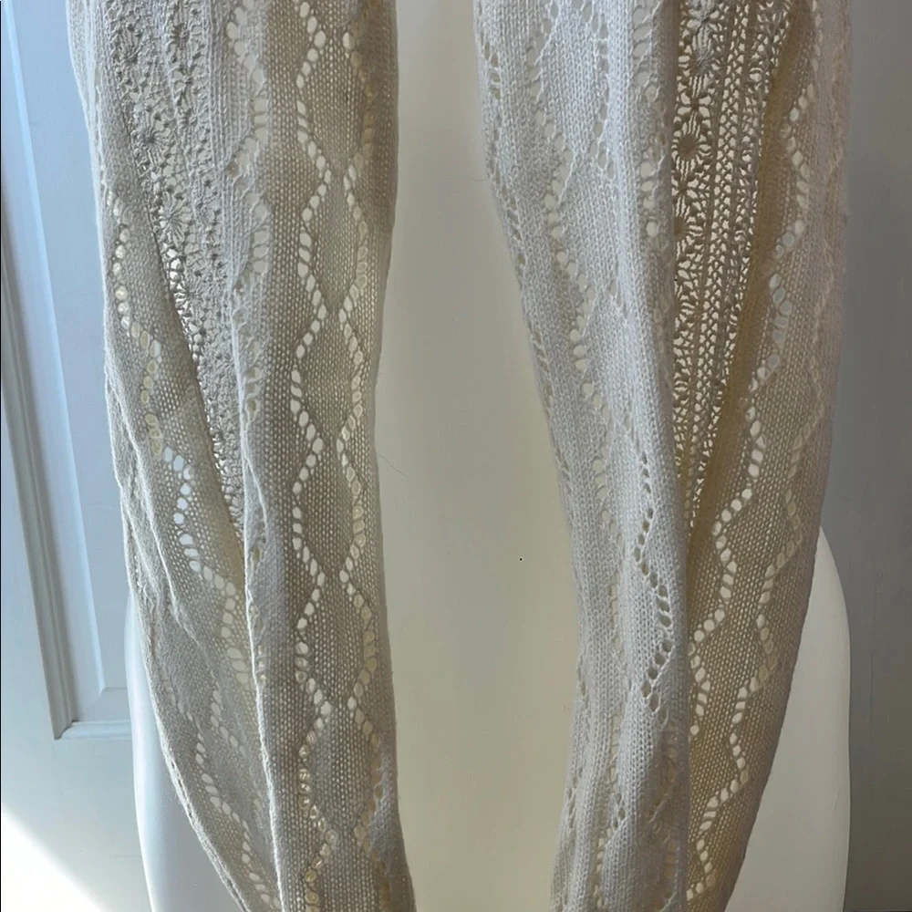 Maurices Cream Crochet Knit Infinity Scarf with Intricate Pattern